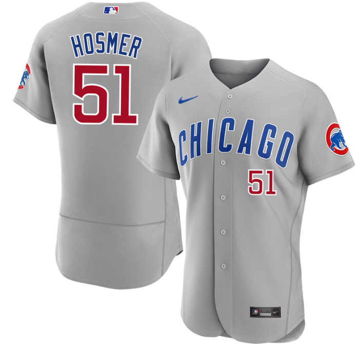 Men's Chicago Cubs #51 Eric Hosmer Gray Flex Base Stitched Baseball Jersey - Click Image to Close